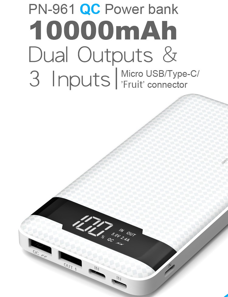 VIKING POWER BANK PN-961PD QC3.0 10000mAh, QUICK CHARGE 3.0, Čierna2 