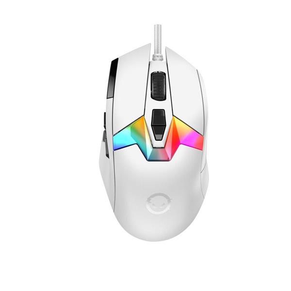 Lorgar MSP80, profi herná myš, 8 progr. tlač., senzor Pixart PAW3395, 26.000 DPI, režim podsv. RGB,  biela0 