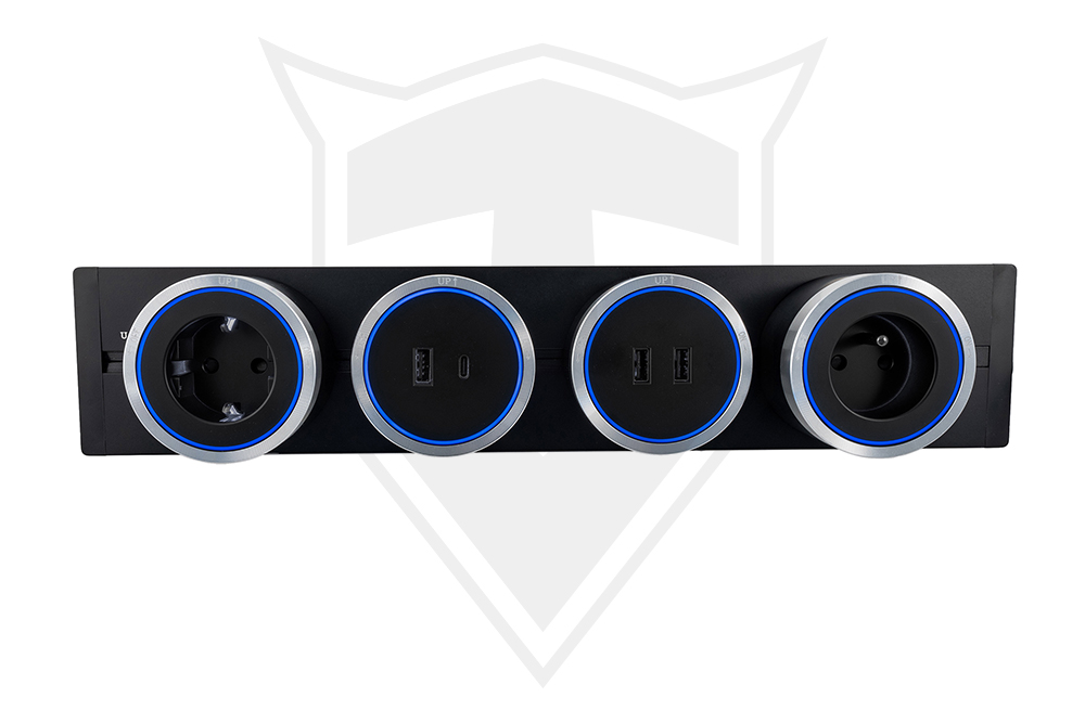 Zásuvková lišta - povrchová Viking LP40B/ 230V, 50Hz/ 40cm dĺžka/ čierna/ až 5modulov/ IP20/ hliník/ povrchová8 
