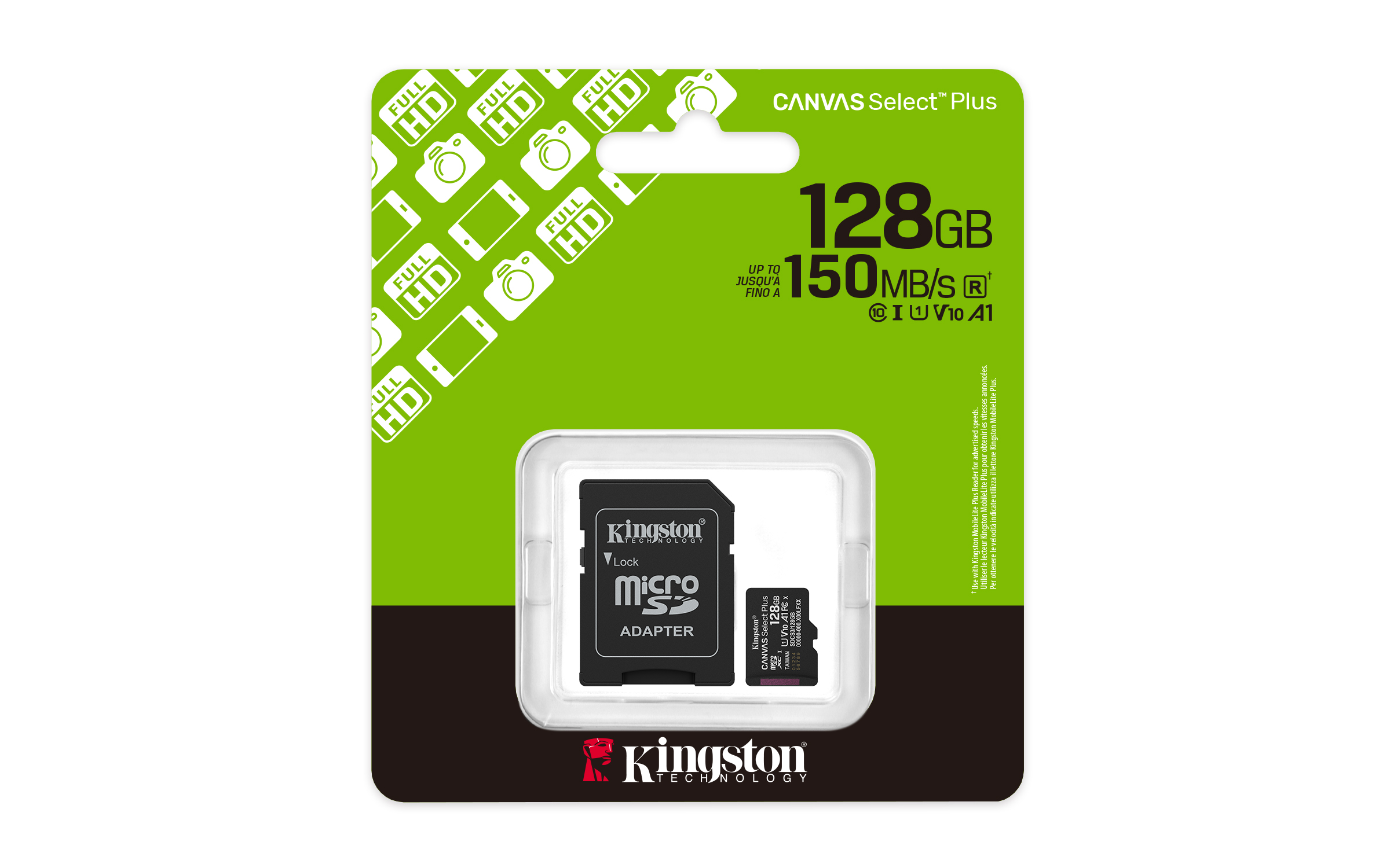 Kingston Canvas Select Plus/ Micro SDXC/ 128GB/ UHS-I U1 / Class 10/ + Adaptér0 