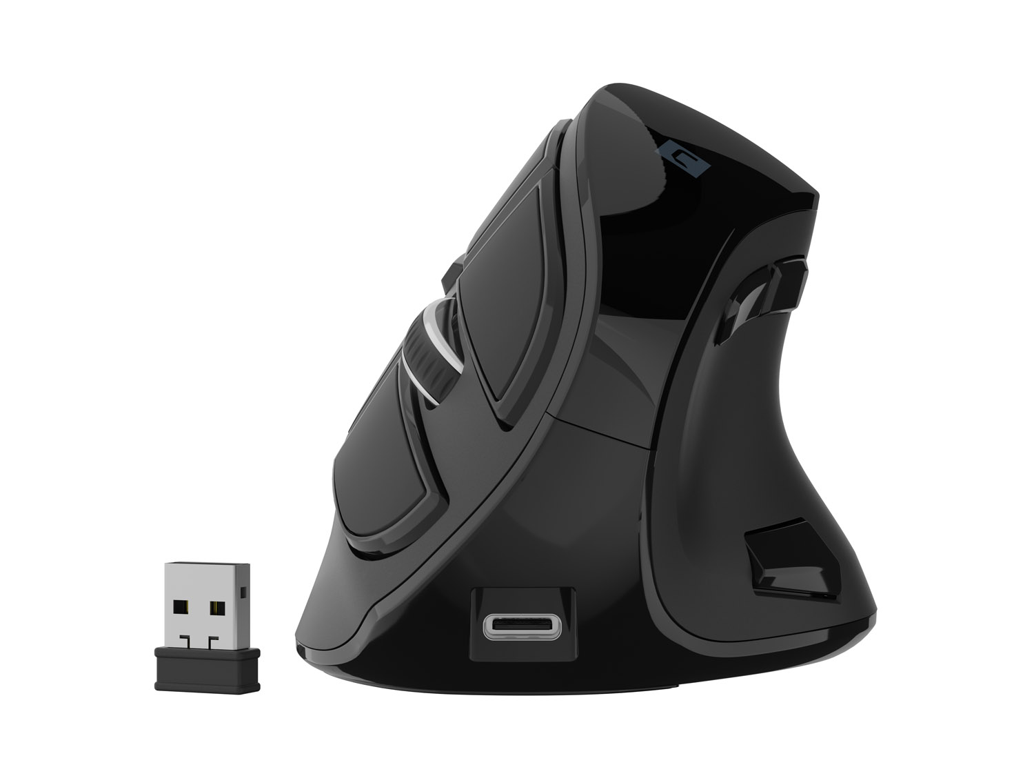 Vertikálna bezdrôtová myš Natec EUPHONIE PRO/ Vertikálna/ Blue Sense/ Pre pravákov/ 4 000 DPI/ USB+BT/ Čier7 