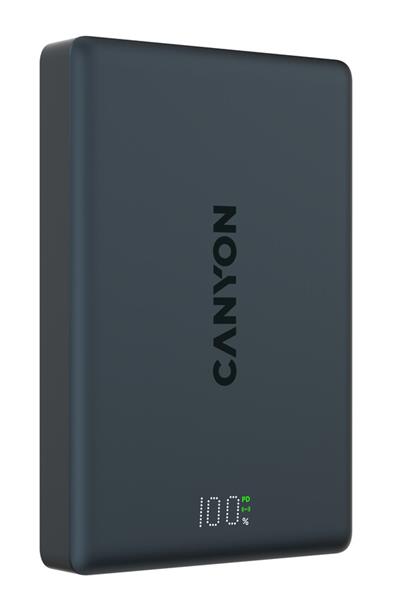 Canyon OnPower 511, Powerbank, 10.000 mAh, 20W USB-C, MagSafe 15W Bezdrôtové nabíjanie, displej, čierna0 