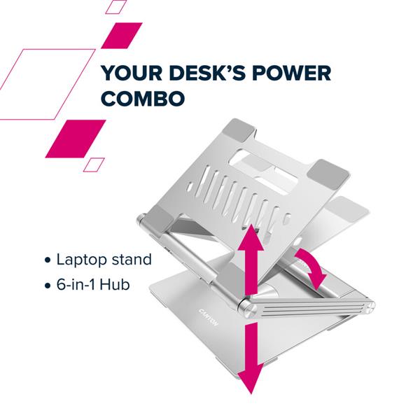 Canyon OnStand 2, Stojan na notebook s odnímateľným magnetickým hubom 6v119 