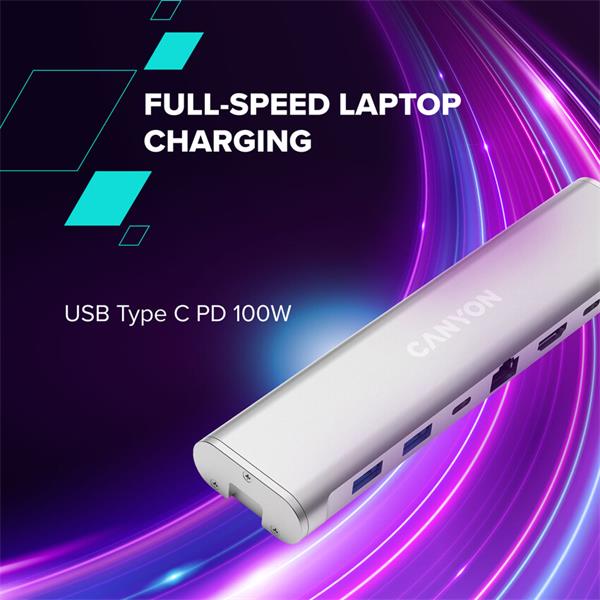 Canyon OnStand 2, Stojan na notebook s odnímateľným magnetickým hubom 6v123 