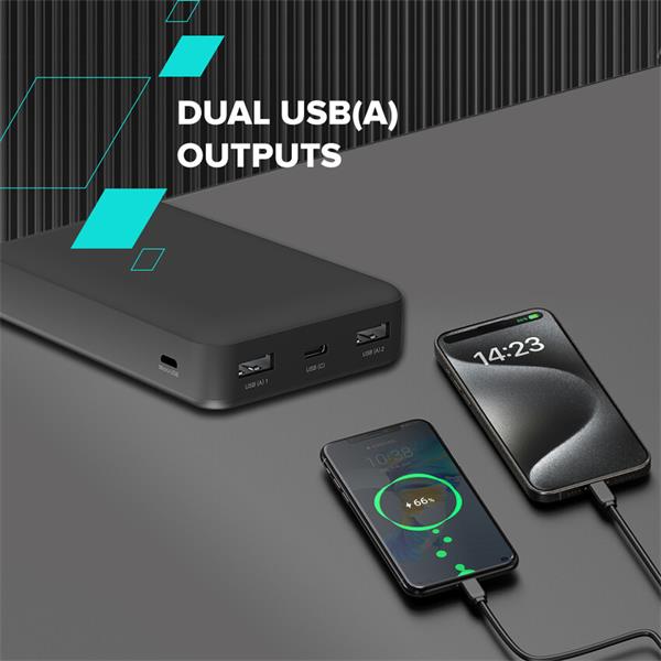 Canyon OnPower 200, Powerbank, 20.000 mAh, LED indikátor, in: 1x USB-C/1x microUSB, out: 1x USB-C a 2x USB-A 12 