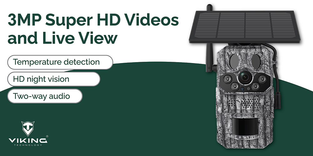 Solárna kamera Viking HDs05 4G/ 2304x1296/ PIR detekcia/ pohybový senzor/ 7800mAh14 