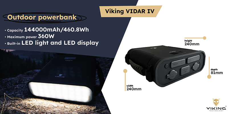 Outdoorová powerbanka Viking VIDAR IV/ 144000mAh/ MAX 360W/ USB-A/ USB-C/ cigaretová zásuvka/ Big Anderson3 