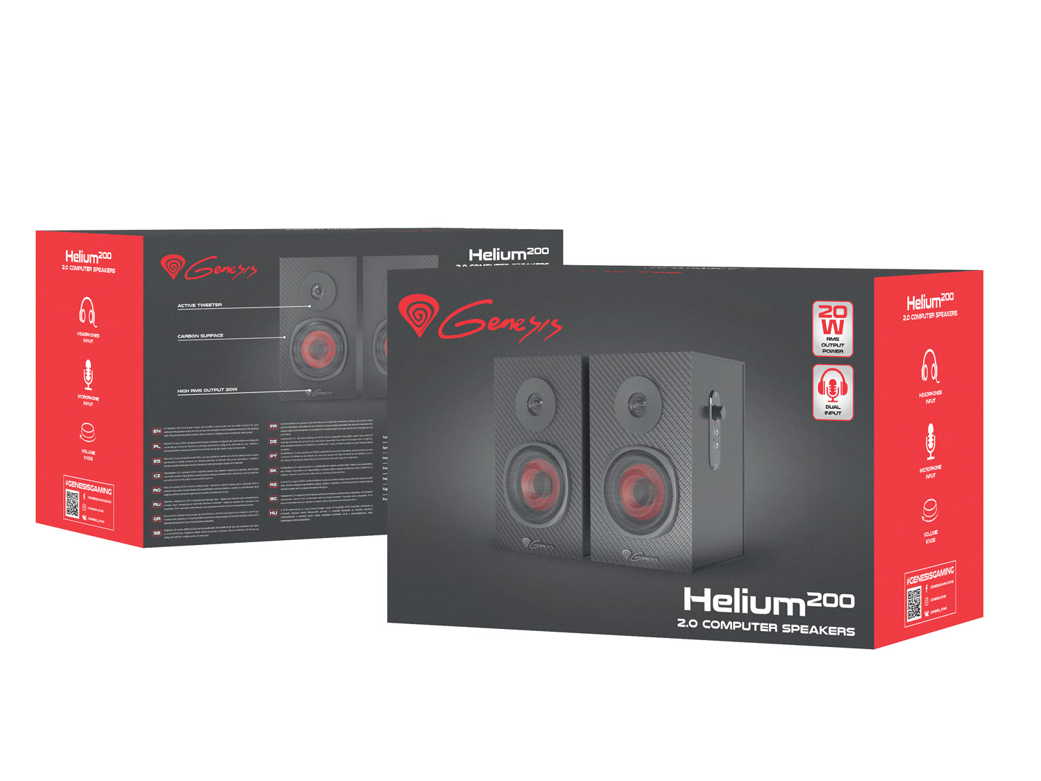 Genesis herné reproduktory HELIUM 200/ Stereo/ 20W/ Čierna-červená1 