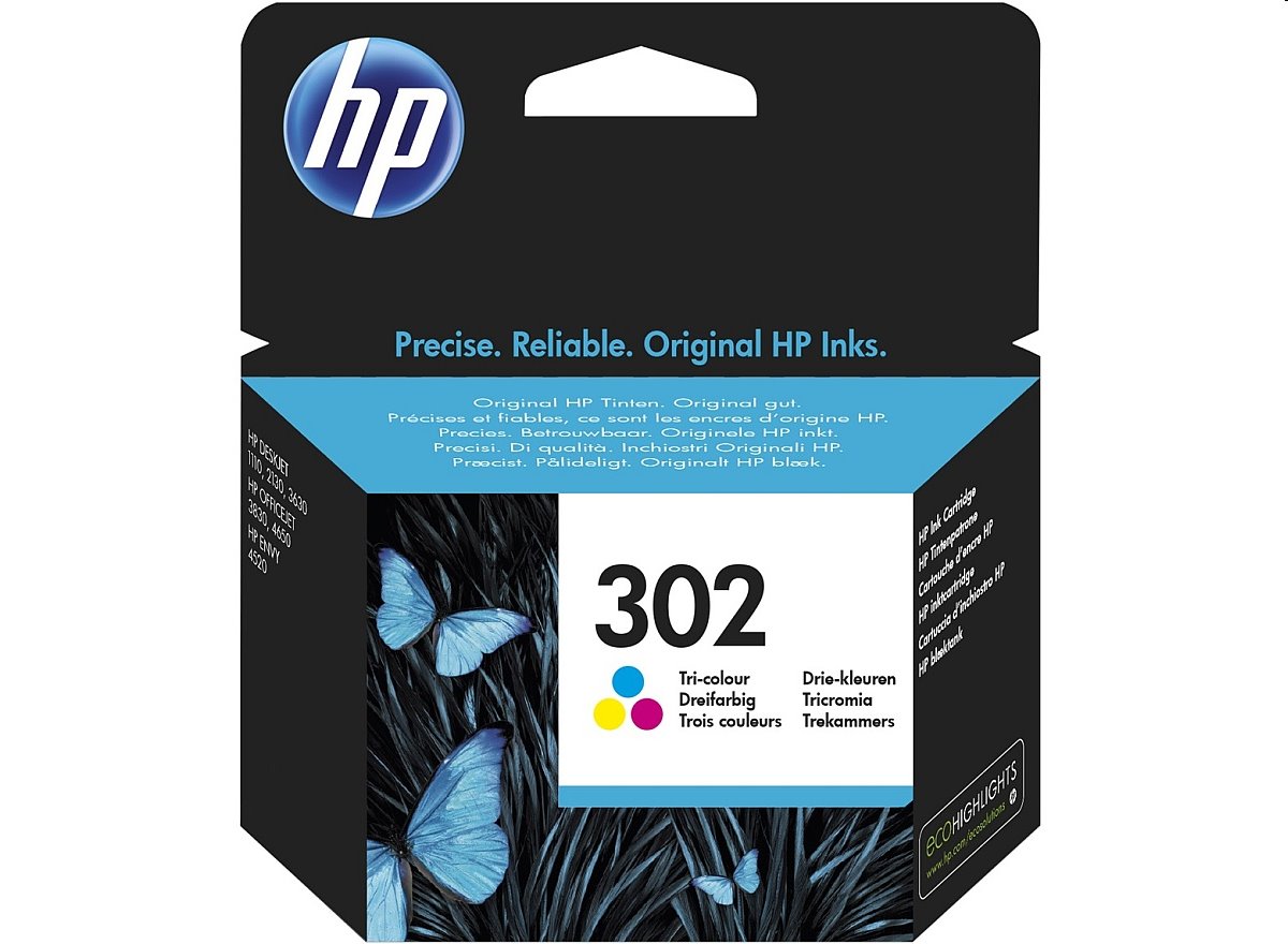 HP 302 Tri-color Original Ink Cartridge pre DeskJet 2130, DeskJet 3639, OfficeJet 3830, 4650, ENVY 45200 