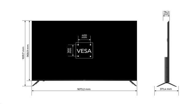 KIVI TV 70U760QB, 70" (175cm), UHD LED TV, AndroidTV 11, Black, 3840x2160, 60 Hz, GAME MODE, HLG,  HDR, 115 kWh,WIFI510