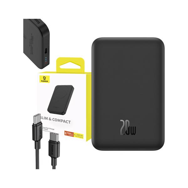 Baseus power banka Mini s bezdrôtovým nabíjaním 5000 mAh 20W USB-C čierna