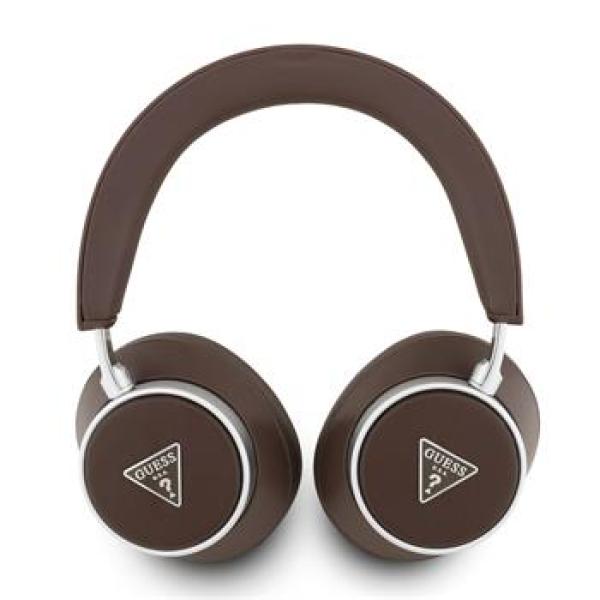 Sluchadla Guess Saffiano Triangle Logo ENC, hnedé