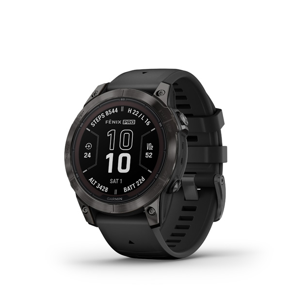 Garmin fenix 7 Pro Sapphire Solar, Carbon Gray DLC Titanium, Black Band0 