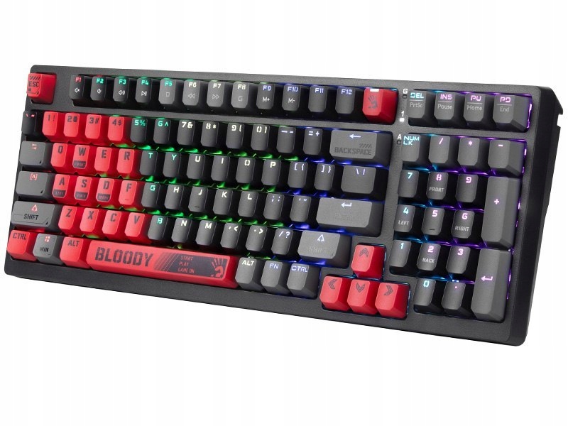 A4tech Bloody Klávesnice S98 Sports,  herní klávesnice,  mechanická,  drátová,  Red Switch,  CZ/ SK,  Černá3 