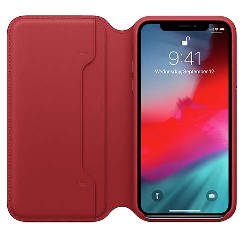 Puzdro iPhone XS Leather Folio RED1 