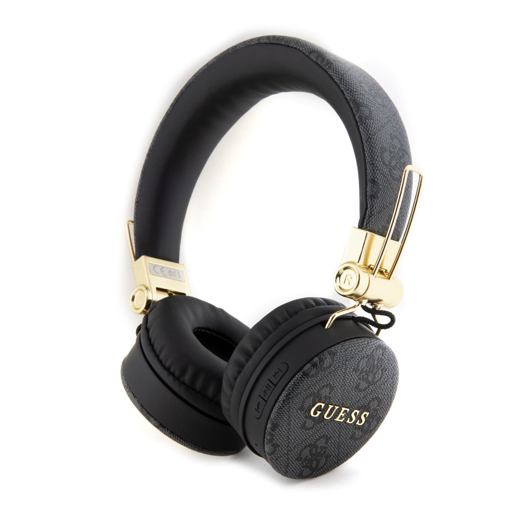 Slúchadlá Guess PU 4G Kožené čierno-zlaté0 