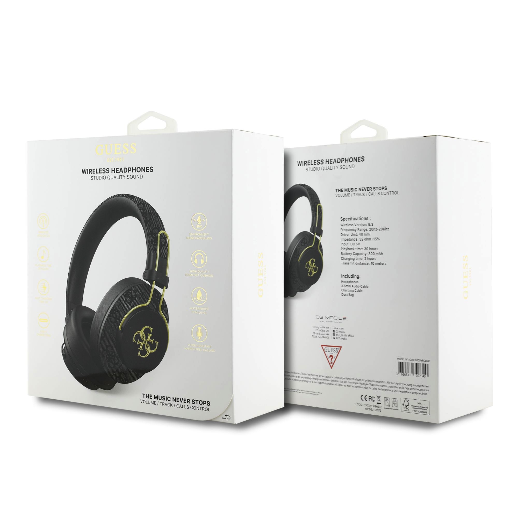 Slúchadlá Guess PU 4G Metal Logo ENC čierne3 