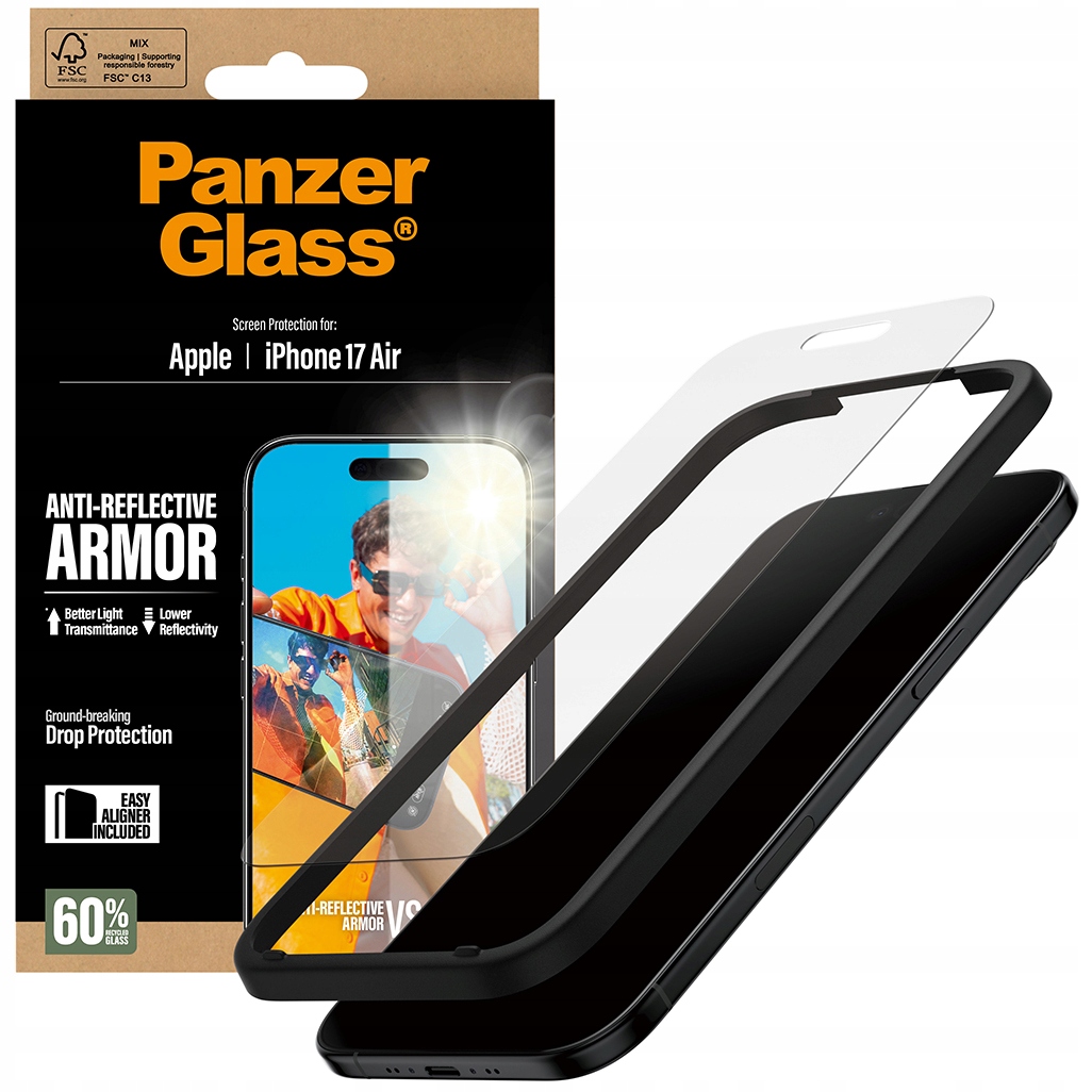 PanzerGlass ochranné sklo Anti-Reflective Armor pre iPhone Air - Black Frame2 
