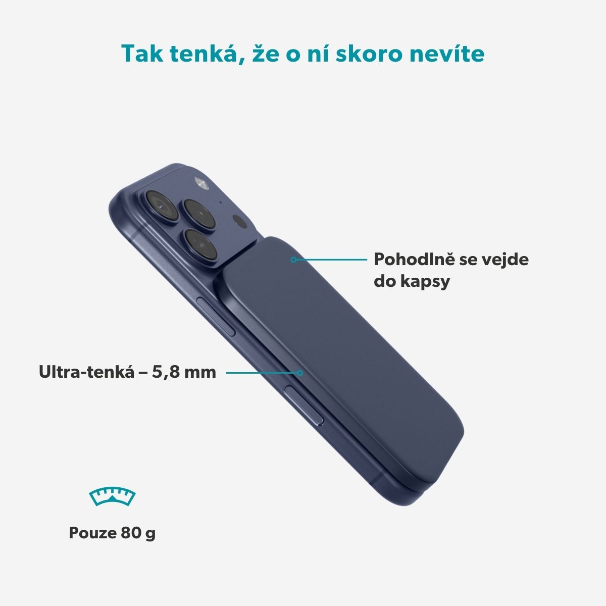Epico Slim 3000mAh Mag+ powerbanka EM31b - modrá2 