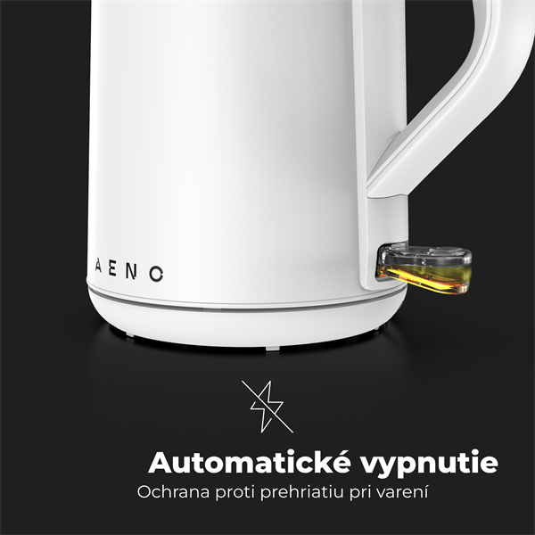 AENO Rychlovarná kanvica EK2 - 1,5l, 2200W, biela, Strix, dvojvrstvá stena, auto vypnutie 