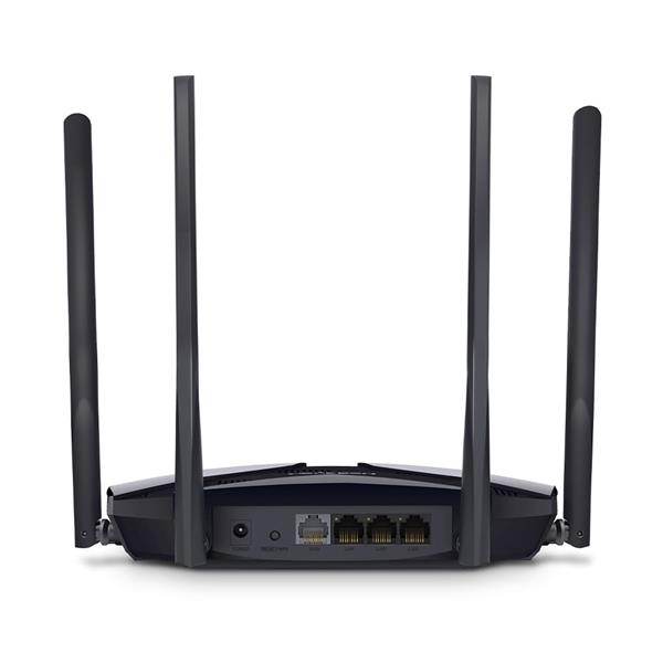 AX1800 Dual-Band Wi-Fi 6 Router SPEED: 574 Mbps at 2.4 GHz + 1201 Mbps at 5 GHz SPEC: 4× Fixed External Antennas, 3× Gig 