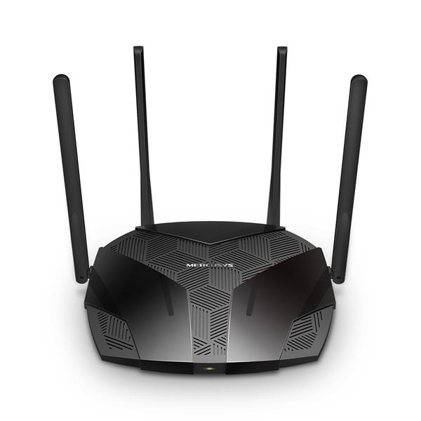 AX1800 Dual-Band Wi-Fi 6 Router SPEED: 574 Mbps at 2.4 GHz + 1201 Mbps at 5 GHz SPEC: 4× Fixed External Antennas, 3× Gig 