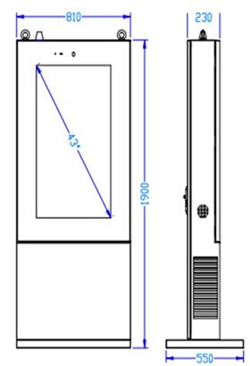 Prestigio DS OUTDOOR totem PDSOM43SWN0P, FHD: 1920x1080, 1500nit, -30to50°C,  IP65, Intel® Core™ i5 (1.7GHz), 24 7 