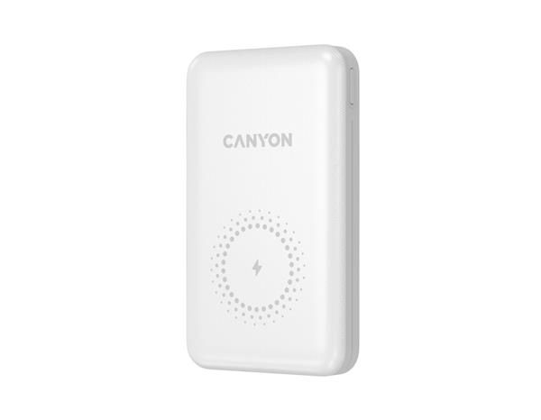 Canyon PB-1001, Powerbank, Li-Pol, 10.000 mAh, Vstup: 1x USB-C, 1x Lightning, Výstup: 1x USB-A, 1x USB-C, bezdr. nab 10W 