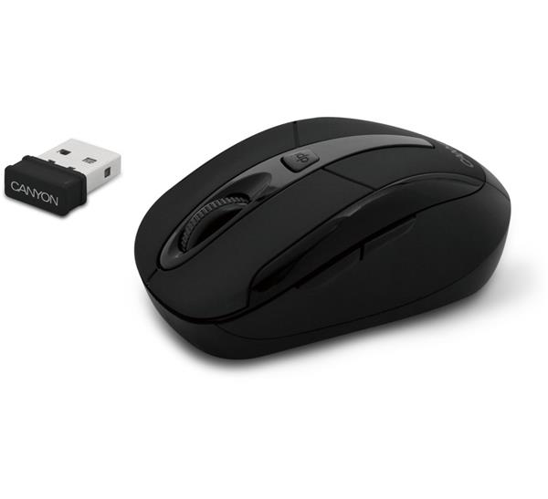 Canyon MSO-W6, Wireless optická myš USB, kompaktná, vhodná k notebookom, 1.600dpi, 6 tlač., čierna 