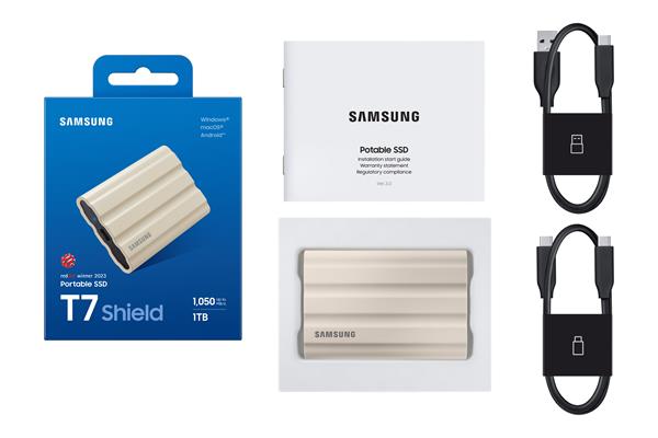 Externý SSD disk Samsung T7 Shield - 1 TB - vodotesný, prachotesný, odolný voči pádu z 3 m, USB3.2 Gen2, stupeň krytia  