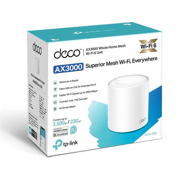 TP-LINK "AX3000 Whole Home Mesh Wi-Fi 6 UnitSPEED: 574 Mbps at 2.4 GHz + 2402 Mbps at 5 GHzSPEC: 2× Internal Antennas, 