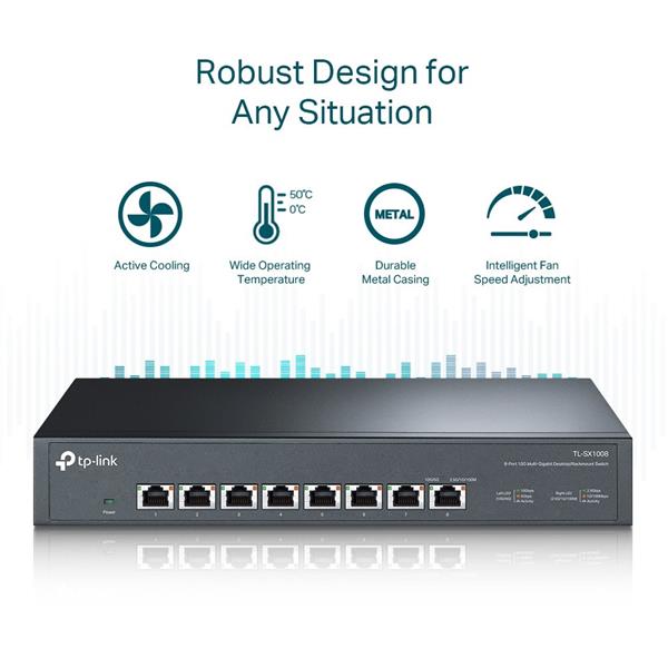 8-Port 10G Multi-Gigabit Switch PORT: 8× 10G RJ45 Ports SPEC: 1U 13-inch Rack-mountable Steel Case FEATURE: Plug and Pla 