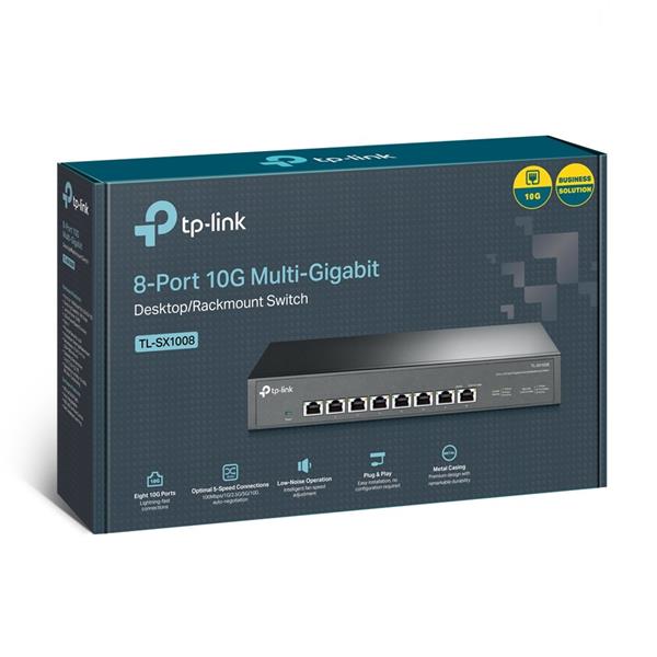 TP-LINK "8-Port 10G Multi-Gigabit SwitchPORT: 8× 10G RJ45 PortsSPEC: 1U 13-inch Rack-mountable Steel CaseFEATURE: Plu 