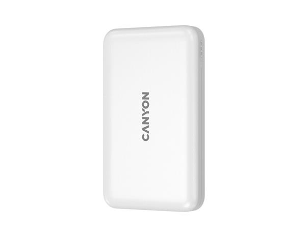 Canyon PB-1001, Powerbank, Li-Pol, 10.000 mAh, Vstup: 1x USB-C, 1x Lightning, Výstup: 1x USB-A, 1x USB-C, bezdr. nab 10W 
