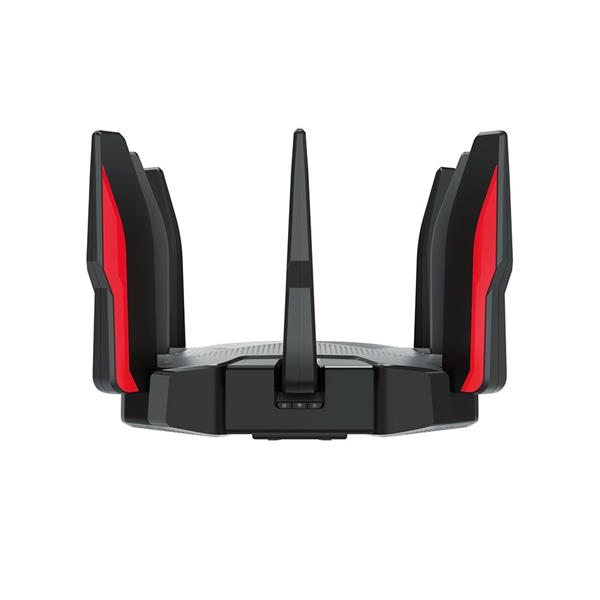 AX6600 Tri-Band Wi-Fi 6 Gaming Router SPEED: 574 Mbps at 2.4 GHz + 1201 Mbps at 5 GHz_1 + 4804 Mbps at 5 GHz_2 SPEC: 8×  