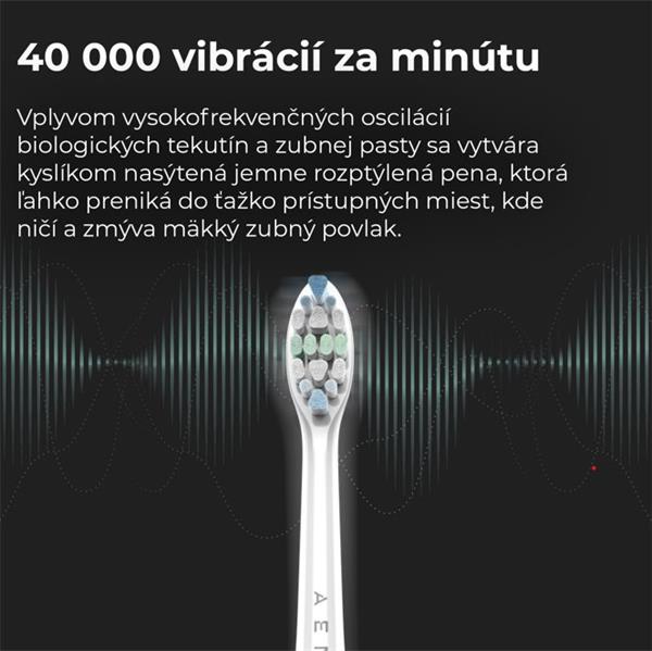 AENO sonická zubná kefka DB5, Biela, 2 hlavice kefky, DUPONT, 40000 rpm, 5 módov 