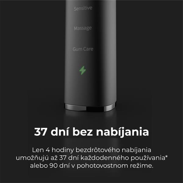 AENO sonická zubná kefka DB6, Čierna, 2 hlavice kefky, DUPONT, 40000 rpm, 5 módov 