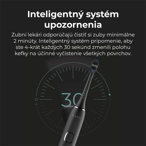 AENO sonická zubná kefka DB6, Čierna, 2 hlavice kefky, DUPONT, 40000 rpm, 5 módov 