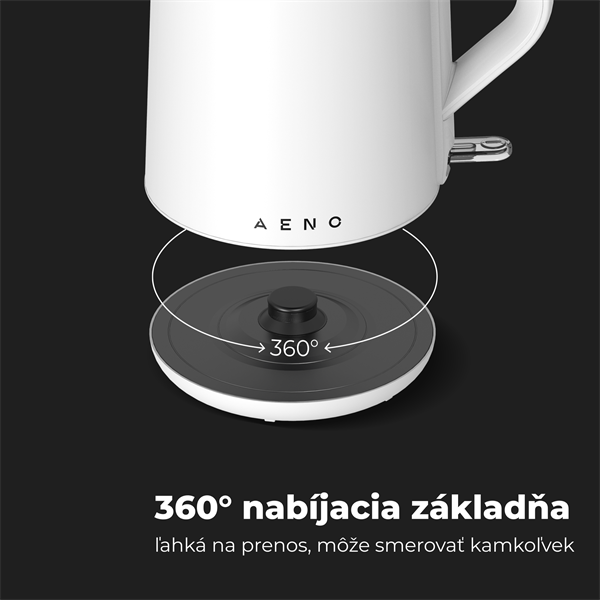 AENO Rychlovarná kanvica EK2 - 1,5l, 2200W, biela, Strix, dvojvrstvá stena, auto vypnutie 