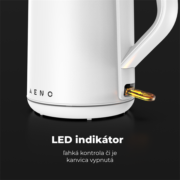 AENO Rychlovarná kanvica EK2 - 1,5l, 2200W, biela, Strix, dvojvrstvá stena, auto vypnutie 