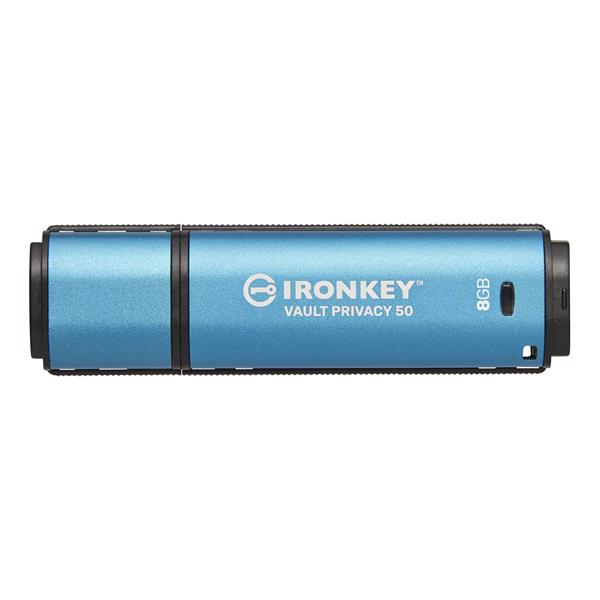 256 GB . USB 3.2 kľúč . Kingston IronKey Vault Privacy 50, modrý ( r230MB/s, w150MB/s), AES-256 Encrypted 