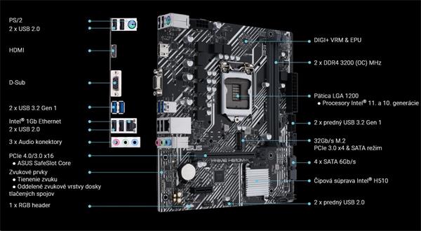ASUS PRIME H510M-K soc.1200 H510 DDR4 mATX M.2 D-Sub HDMI 