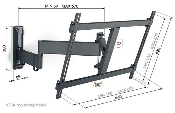 Vogels COMFORT TVM3643 TV rameno 3 kĺby L pre TV 40-77" 