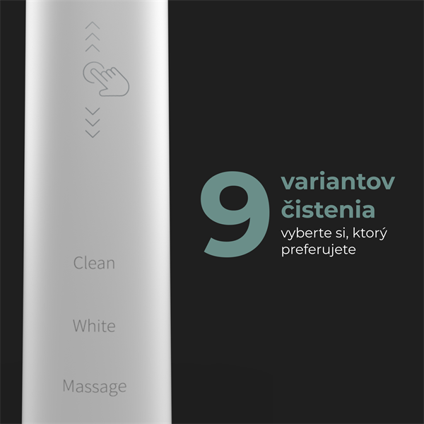 AENO sonická zubná kefka DB3, Biela, 4 hlavice kefky + cestovne puzdro, DUPONT, 40000 rpm, 3 mody 