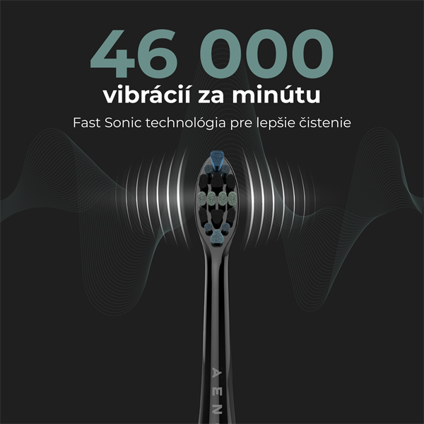 AENO sonická zubná kefka DB4, Čierna, 4 hlavice kefky + cestovne puzdro, DUPONT, 40000 rpm, 3 mody 