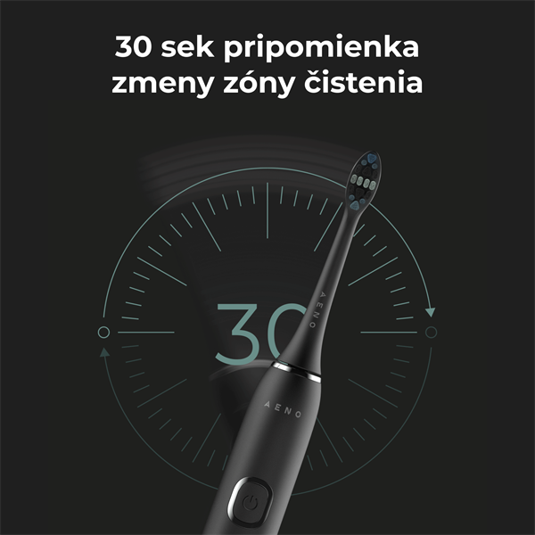 AENO sonická zubná kefka DB4, Čierna, 4 hlavice kefky + cestovne puzdro, DUPONT, 40000 rpm, 3 mody 