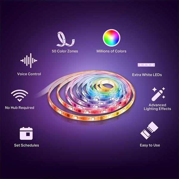 TP-LINK "Smart Light Strip, MulticolorSPEC: 2.4 GHz Wi-Fi, 802.11b/g/n, one 16.4 ft/5m RGBW+IC LED light strip, 1000lm, 