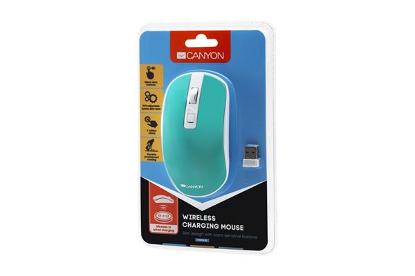 Canyon MW-18, Wireless optická myš USB, 800/1200/1600 dpi, 4 tiché tlač, zeleno - biela 