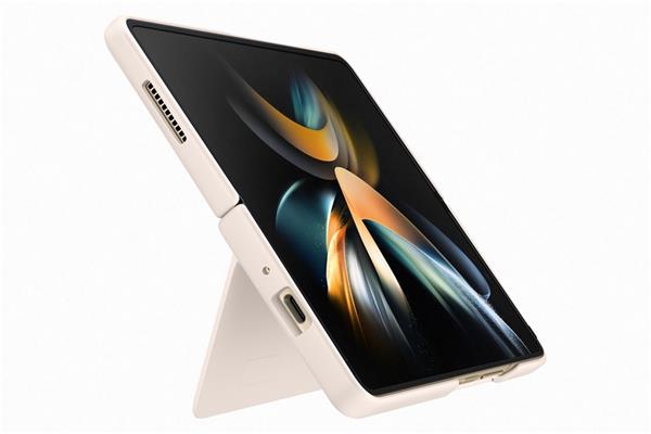 Samsung Tvrdený ochranný zadný kryt so stojančekom pre Fold4, piesková 