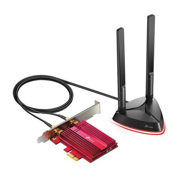 TP-LINK "AX3000 Dual Band Wi-Fi 6 Bluetooth PCI Express AdapterSPEED: 2402 Mbps at 5 GHz + 574 Mbps at 2.4 GHzSPEC: 2× 